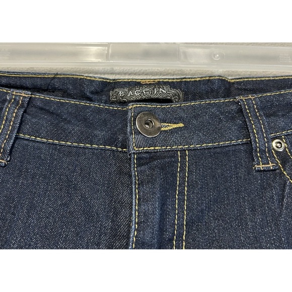BACCINI Womens cropped Jeans Size 8 stretch dark wash mid rise Blue Carpri Denim - Picture 4 of 5
